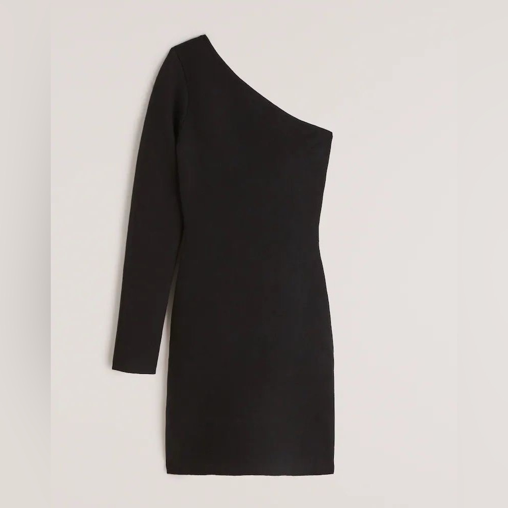 NWT Abercrombie One Shoulder Long Sleeve Dress XS Black